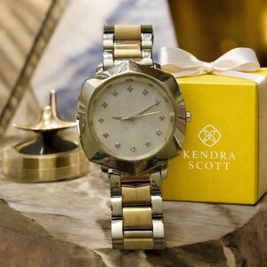 NEW Kendra Scott Dira 38mm Two-Tone Stainless Steel Mother of Pearl Watch  NWT 🎁